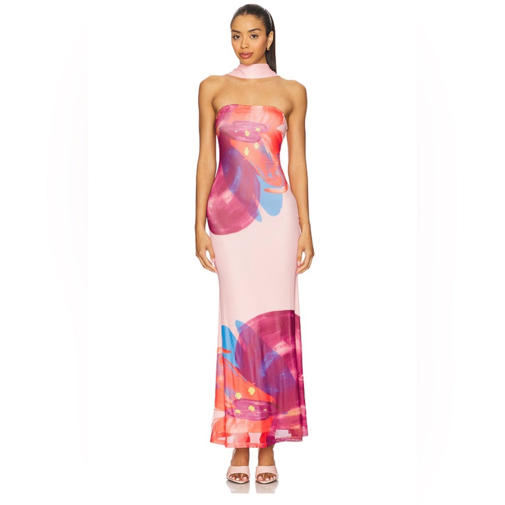 Elegant Strapless Pink and Purple Dress